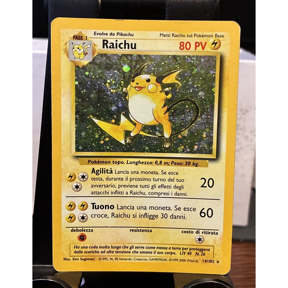 Pokémon TCG Raichu Base Set 14/102 Holo Rare Cosmic Swirl 2000 Vintage Nintendo